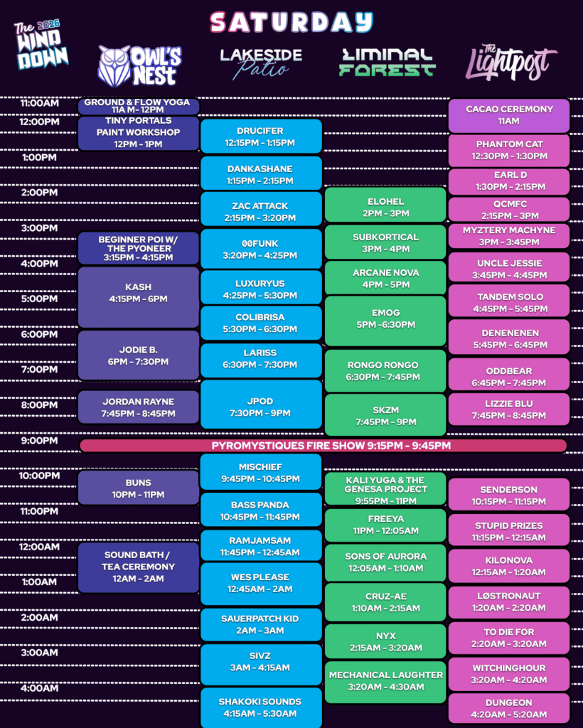 WIND DOWN 2026 SATURDAY SCHEDULE Shylo edit